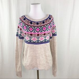 American Eagle crewneck sweater fair isle pattern